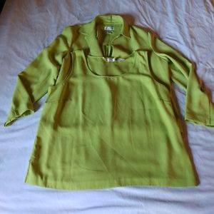 Draper & Damons Two Piece Blazer and Top Set Green Sz. 18W